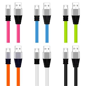 3FT Metal Flat Noodle Micro Type c USB Cables A fast Charging cable for samsung s6 s7 edge s8 note htc android phone