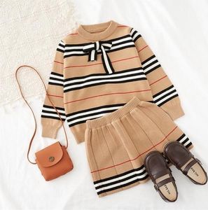 Wholesale 2021 Spring Autumn New Arrival Girls Knitted 2 Pieces Suit Top+skirt Kids Clothing Girls Clothing