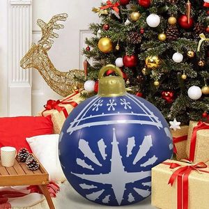 Christmas Decorations Inch Printing Inflatable Ball Outdoor Decoration Pvc Balloon Home Festive Gift Blue
