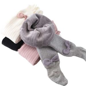 Żebrowane dzianiny zimowe ciepłe polarowe legginsy termiczne z skarpetki rajstopy dziecięce dziewczęta niemowlęta baby wysokiej talii rozciągliwe spodnie miesięcy do lat spodnie L120801