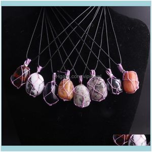 Pendant Necklaces Jewelry6Pcs Women Hand Knotted Choker Pendants Natural Stone Agates Charms For Dreamcatcher Necklace Amulet Jewelry Maki