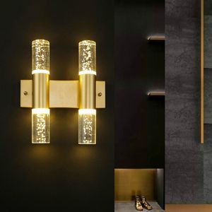 Wall Lamp Bubble K9 Crystal Light LED Space Aluminum Water Pipe Sconces Golden Tube Luxury Modern Simple ZM102402