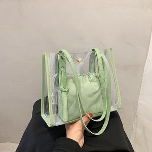 tasarımcı açık toptan toptan satış-Omuz Çantaları Tasarım Lüks Çanta Kadın Şeffaf Kova Çanta Temizle PVC Jöle Küçük Kadın Crossbody Messenger Tote