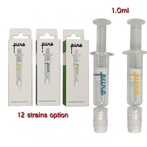 Pure One Injectors Glass Syringes Luer Lock Packages ML Atomizers Oil Filling Tools Packaging Box Measurement Mark Tips For thread carts Empty OEM Strains