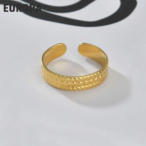 Opona Textured Open Pierścień K Złota Moda Prosta Regulacja Pierścień Pierścień Titanium Stalowa bransoletka