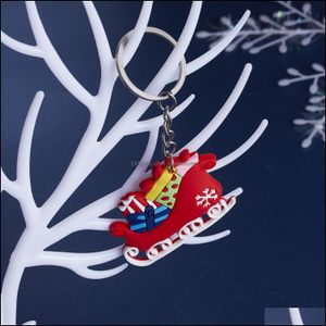 Sleutelringen Sieraden Kerst Keychain Plastic Boom Santa Snowman Ring Houders Tas Hangs Mode Accessoires Will en Sandy Drop Levering