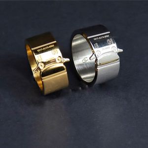 Wholesale rolling ring gold resale online - 2021 New Sier Gold Female Male Rings High Quality Alyx sm Rolling Ercoaster Laser Buckle Ring Details Swdy