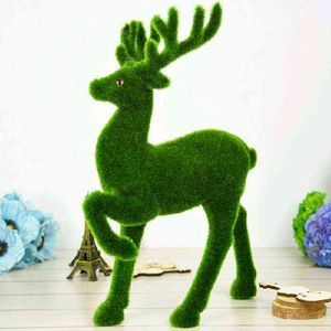 Kreatywny Sztuczny Trawa Renifer Turf Małe Śliczne Zwierzęta Boże Narodzenie Fake Deer Plastikowy Mech Kamień Dekoracyjny Stół Home Dispaly G0911