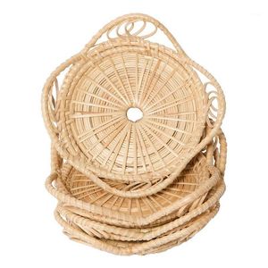Wholesale decorative coasters resale online - Mats Pads Handmade Rattan Coasters And Cold Drink Holders Home Decorative for Kitchen Bedroom Living Room Coffee Table Pack