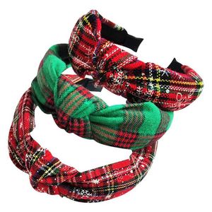 Classic Buffalo Plaid Christmas Headband Knot Hårhål Bow Hårband Wraps Hårband Party Costume Props Ornament Kids Girls Xmas Favor Hair Tillbehör G1153E3