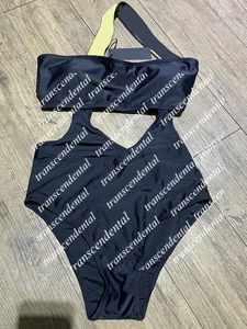 Pojedynczy pasek na ramię stroje kąpielowe kobiety czarne gałki bikini zestaw mody lato beach styl wiatr