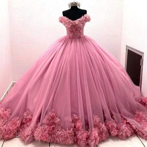 Puffy rosa quinceanera klänningar prinsessa cinderella lång boll klänning söt år tjejer prom kväll kjol vestidos defesta