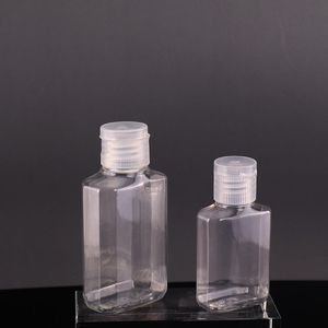 2021 ml ml Puste Pet Plastikowa butelka z klapką Cap Transparent Square Shape Butelka do Makijażu Jednorazowe Ręczne Gel Sanitizer