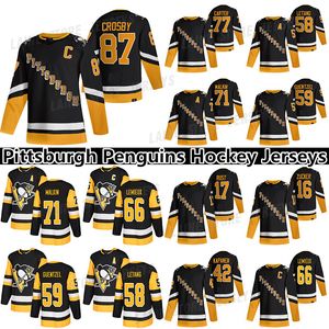 jason zucker toptan satış-87 Sidney Crosby Pittsburgh Penguins Üçüncü Forma Evgeni Malkin Kris Letang Jason Zucker Jeff Carter Mario Lemieux Hokey Formaları