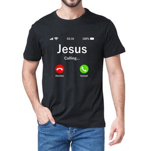 T shirts Unisex bomull Jesus kallar Christian Rolig Kristus Gud Telefon Sommar T shirt Harajuku Streetwear Women s Soft Tee
