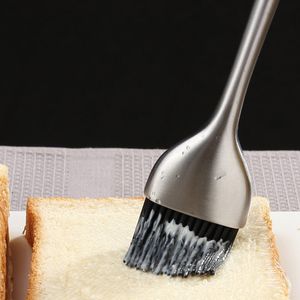 Rostfritt stålborste ihåligt handtag Matkvalitetsmör Grillkräm Bröd Gourmet Silikon Mjuk päls kan lossas rengjord bakning RRD7705