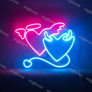 neon dükkanı toptan satış-LED Neon Burcu Özel Melek Şeytan Aşk Modeli ile Şeffaf Arka Plan USB DC12V SMD2835 İNGILTERE AB ABD AU Fiş İmza Bar Dükkanı Düğün Dekorasyon Doğum Günü Hediyesi DHL
