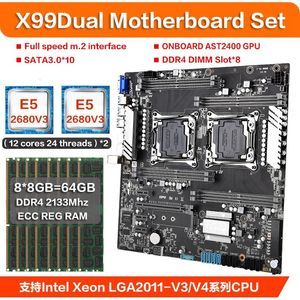 xeon venda por atacado-Motherboards Jingsha X99 Dual Motherboard Conjunto Combo com Intel Xeon E5 v3 CPU DDR4 GB MH ECC REG Server Monderboard Kit