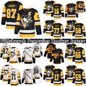 jason zucker toptan satış-Pittsburgh Penguins Jersey Sidney Crosby Evgeni Malkin Kris Letang Jason Zucker Jeff Carter Mario Lemieux Hokey Formaları