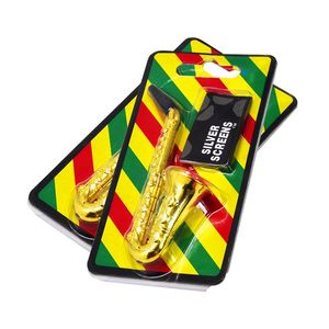 ağız sax toptan satış-Hornet Dayanıklı Metal Sax Saksafon Şekilli Tütün Boru Sigara Sigara Borular Altın Renkli Temizleyiciler Ağız İpuçları Sniff V2