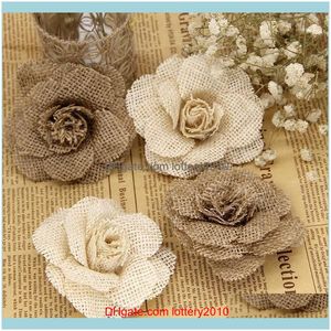 Dekoracyjne kwiaty wieńce świąteczne dostawy Home Garden2 PC cm Handmade Natural Linn Burlap Hessian Jute Flower Rose Diy Craft Rustic