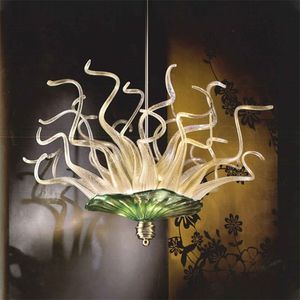 Handgeblazen Glas Crystal Kroonluchter LED Art Hanglampen Champagne W80X40cm Binnenverlichting Moderne woonkamer decoratie