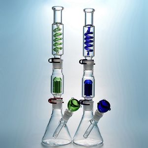 Unique Hookahs Beaker Glass Bongs Arms Tree Perc Freezable Oil Dab Rig Condenser Coil Buil A Bong Dab Rigs Glass Water Pipe With Diffused Downstem
