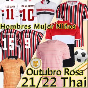 21 Sao Paulo Soccer Jerseys Outlustro Rosa Camisa de Futebol São Paulo Dani Alves Pablo Pato Mannen Wome Kids Kits Vest Keeper Training Voetbal Shirts