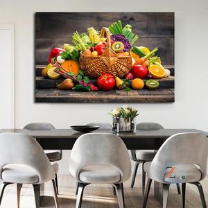 Wholesale modern dining room art for sale - Group buy Paintings Modern Fruit And Basket Wall Art Poster Canvas Painting Print Cuadros Kitchen Dining Room Decorative