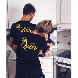 papa's prinzessin großhandel-Familie Matching Outfits T Shirt Prinzessin Prince Queen King Print Familie Sehen Daddy Kids Boy Mommy und Tochter passende Kleidung H1014