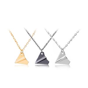 Hiphop Necklace Origami Paper Airplane Plane Pendant Gold Black Silver Color Fashion Simple Jewelry Men Women Sets Of Chains Gif Necklaces