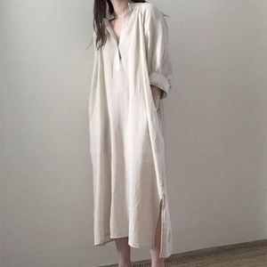 Dorywczo sukienki Korea Projekt Preppy Styl Moda Koszule Bawełniana Pościel Jesień Wiosna Lato Luźne Lazy Chic Kobiety Midi FCBZ