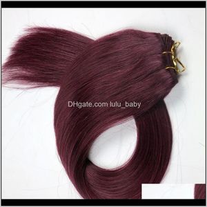 ProductsBrazilian wefts raka buntar inch plommon röd brasilianska indiska mänskliga hårförlängningar droppleverans ql7ge