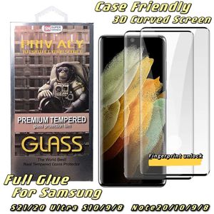 Wholesale screen protector for samsung s10 plus resale online - Full Glue Screen Protector For Samsung Galaxy S20 Note20 Ultra S10 Plus D Curved Tempered Glass Case Friendly