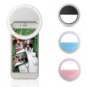 espelhos auto. venda por atacado-Clipe de luz do telefone móvel de espelhos compactos Selfie LED automático flash para smartphone de célula redondo espelho de maquiagem portátil