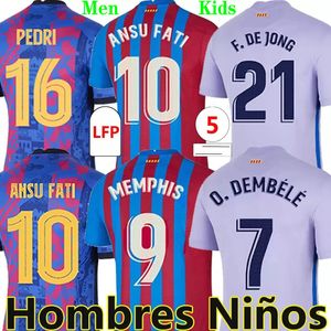 Ansu Fati Barcelona voetbals jerseys Memphis Barca Kun Aguero F de Jong Dest Pedri O Dembele Pique Custom Thuis Away rd Men Woman Kids Kit Football Shirt
