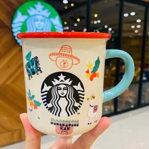 makyaj kupası toptan satış-Starbucks Yaz Ayı Alpaka Meksika Tarzı Yüz Makyaj Kupa Tumbler Seramik Kahve İçme Kupası