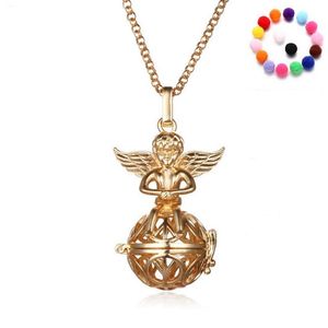 Wholesale necklace peace symbols for sale - Group buy Peace Symbol Aromatherapy Essential Oil Diffuser Necklace Angel with Outspread Wings Necklaces Fashion Jewelry Gift