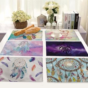 Mats Pads Dream Catcher Feathers Dinning Table Decoration Kitchen Gold Placemats For Waterproof Tablecloth Cloth