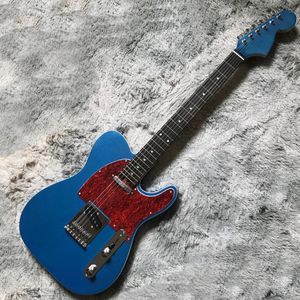 6 Strings Metallic Blue Electric Guitar with Red Pearled Pickguard Rosewood Fretboard