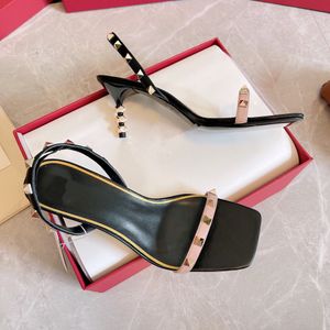 Wholesale black high heel prom shoes resale online - Sexy lady Casual Designer Women Sandals Black Genuine Leather Spikes Rivets Stiletto Pointy Toe High Heels Slingback Zapatillas Zapatos Mujer Prom Evening Shoes