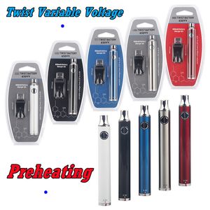 900mAh Thread Battery Twist VV Preheating Vape Pens With USB Charger For Thick Oil Cartridge Electric Dab Rig