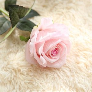10 sztuk partia Dekoracje Ślubne Prawdziwe Dotykowe Materiał Sztuczne Kwiaty Rose Bukiet Home Party Fake Silk Single Stem Flowers Floral V2