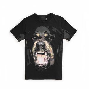 giysiler içinde köpekler toptan satış-21ss Yüksekliği Kaliteli Erkek Kadın Köpek Desen Baskı T Shirt Siyah Erkekler Bayan Yüksek Boy Kısa Kollu Tees Üst Tasarımcı Giysi Boyutu S XL