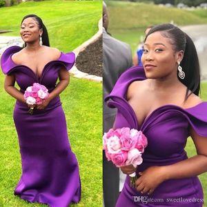 Fashion Mermiad Bridesmaid Dresses Ruffles Off Shoulder Sleeveless Sexy Maid Of Honor Dress Long African Wedding Party Gowns