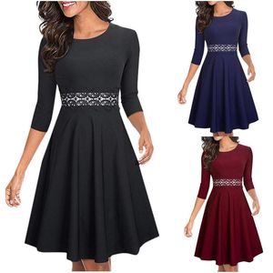 Wholesale sleeve dress for wedding guest resale online - Casual Dresses Women s Half Sleeves Sundresses Elegant A line Party Wedding Guest Swing Vintage Dress Lace Ruched Comfy Slim Basic Femme
