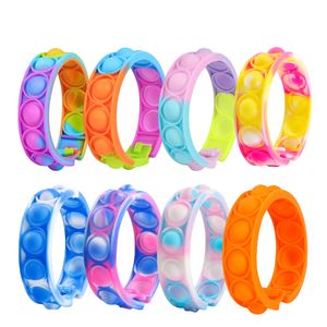 Stock Fidget Bracelet Reliver Stress Toys Rainbow Bubble Push It Antistress Toy Adult Children Sensory To Relieve Autism Wristband