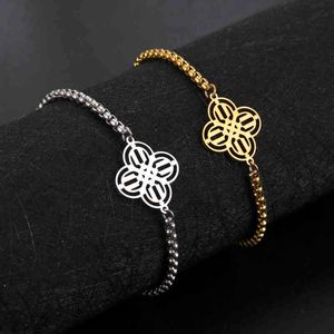 Cazador Irish Celtics Knot Four leaf Clover Bracelet for Women Stainless Steel Chinese Pattern Bracelets on Hand Jewelry