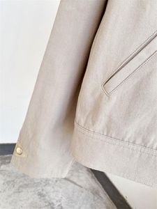 kapaklı ceket toptan satış-Kadın Ceketler Haki Kırpılmış Pamuk Ceket Dintir Collor Göğüs Flap Uzun Kollu Moda Kadın Kısa Ceket