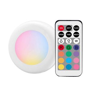 Draadloze LED Closet Lights RGB kleur veranderende puck licht met afstandsbediening nachtverlichting onder kast Crestech168